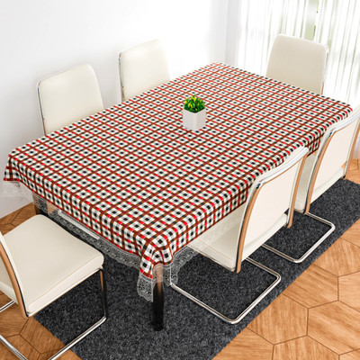 KUBER INDUSTRIES Self Design 6 Seater Table Cover(Red, PVC)