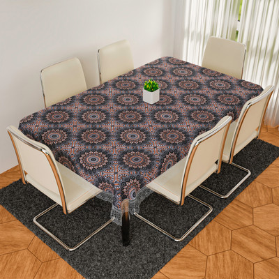 KUBER INDUSTRIES Self Design 8 Seater Table Cover(Black, PVC)
