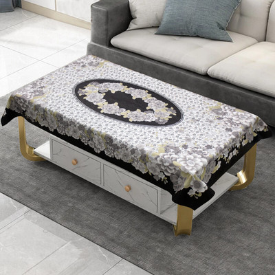Romiz Printed 4 Seater Table Cover(Black, PVC)