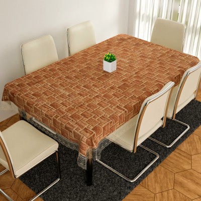 KUBER INDUSTRIES Self Design 6 Seater Table Cover(Golden, PVC)