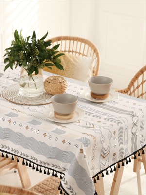 Urban Space Printed 6 Seater Table Cover(Boho Grey, Cotton)