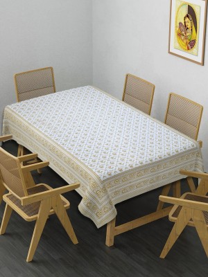 Texstylers Floral 6 Seater Table Cover(Orange, Cotton)