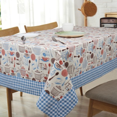 AIRWILL Printed 4 Seater Table Cover(Blue, Beige, Orange, Cotton)