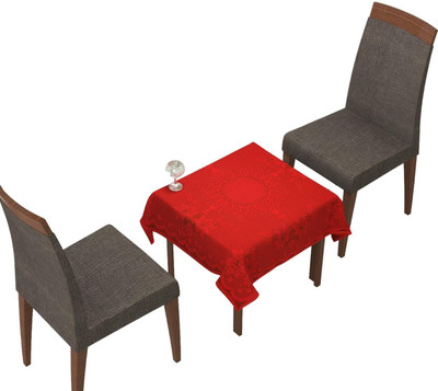 MANGERAM Cotton 2 Seater Self Design Table Cover(Maroon)