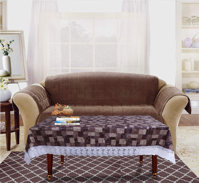 KUBER INDUSTRIES Checkered 4 Seater Table Cover(Brown, PVC)