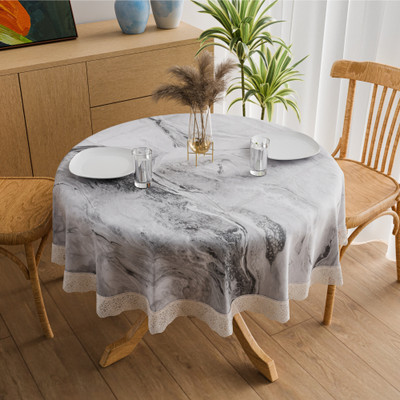 HOMESTIC PVC 4 Seater Self Design Table Cover(Grey)