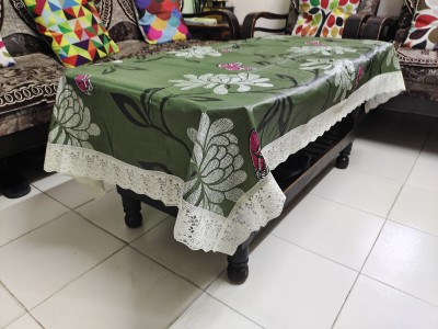 RMDecor Printed, Floral 4 Seater Table Cover(Green, PVC)
