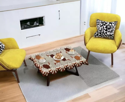 Adorn Cotton 2 Seater Floral Table Cover(Brown)