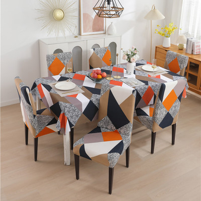 Magic Cover Printed 6 Seater Table Cover(Orange, Polyester, Pack of 7)