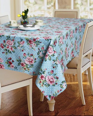 AIRWILL Floral 4 Seater Table Cover(Blue, Pink, Multicolor, Cotton)