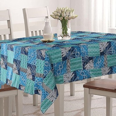 tricity Abstract, Self Design 4 Seater Table Cover(Blue, PVC)
