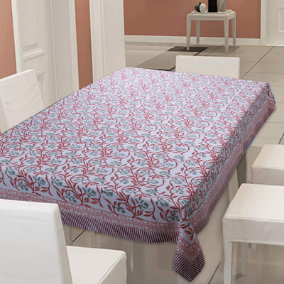 Go Texstylers Cotton 6 Seater Floral Table Cover(Pink)