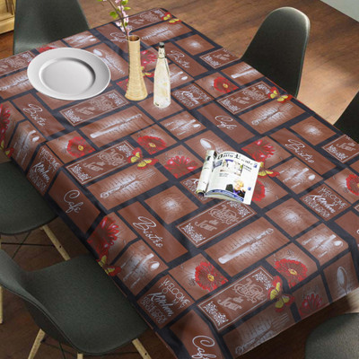 CoverMates Printed 6 Seater Table Cover(Brown, Polyester)