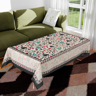 CASA FURNISHING Polyester 4 Seater Floral Table Cover(Light Green)