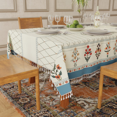 Urban Space Printed 4 Seater Table Cover(Wisteria off white, Polyester)