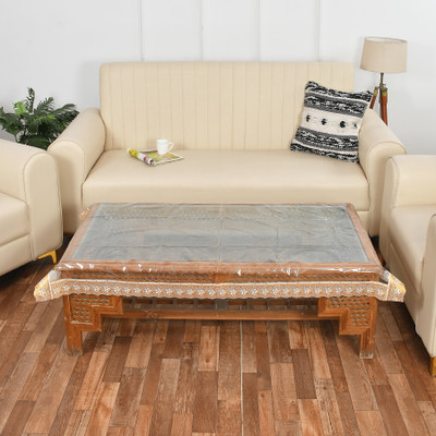 ZUCLLIN Solid 4 Seater Table Cover(Transparent Gold, PVC)