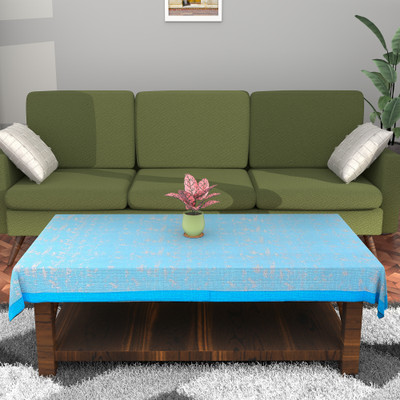 KUBER INDUSTRIES Self Design 4 Seater Table Cover(Sky Blue, Cotton)