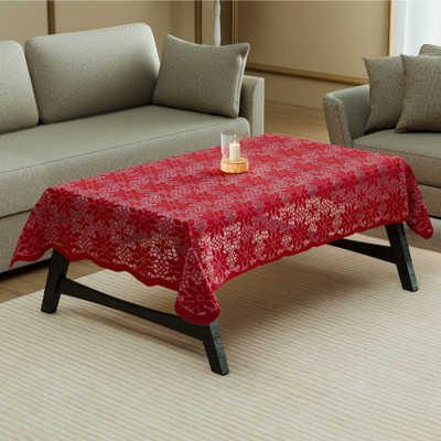 KUBER INDUSTRIES Self Design 4 Seater Table Cover(Maroon, Cotton)