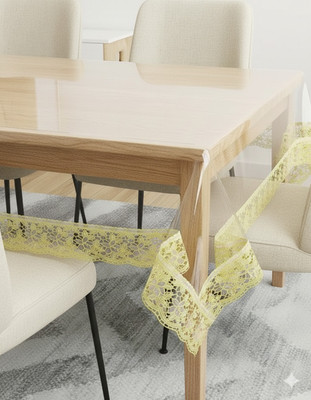 Faizandecor PVC 4 Seater Solid Table Cover(Golden)