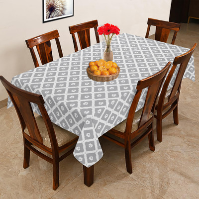 OASIS Cotton 6 Seater Ikat Table Cover(Grey 2)