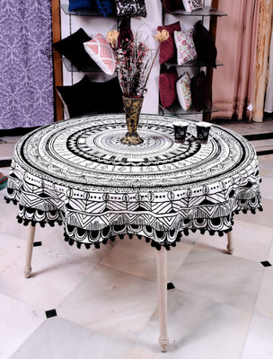 RajoDyana Cotton 6 Seater Printed Table Cover(Black)