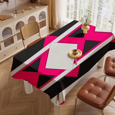 Sukalpa Printed 4 Seater Table Cover(Black and Pink, Polyester)