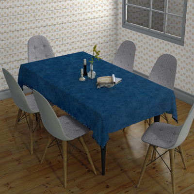 Sunrise Solid 6 Seater Table Cover(Blue, Polyester)