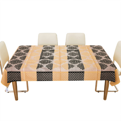 Heart Home Self Design 6 Seater Table Cover(Orange, PVC)