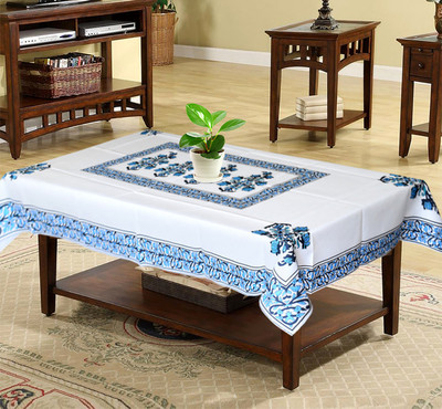 KUBER INDUSTRIES Self Design 4 Seater Table Cover(Blue, PVC)