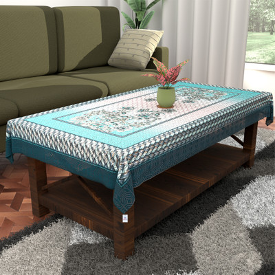 Heart Home Floral 4 Seater Table Cover(Blue, Polyester)