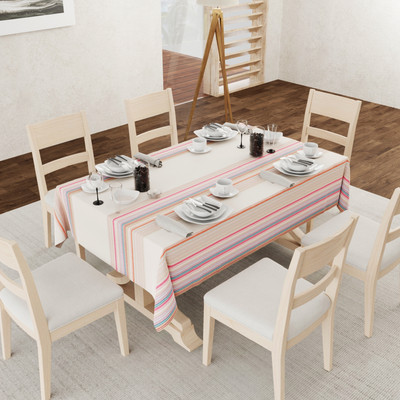Urban Space Printed 4 Seater Table Cover(Coral Streak Cream, Polyester)