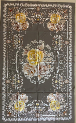 SHRI MAHAVIR IMPEX Floral 4 Seater Table Cover(Grey, Polyester)