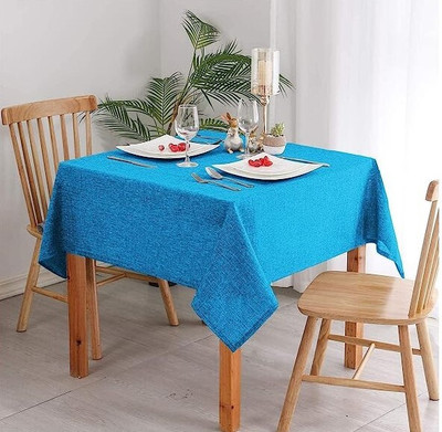 Sunrise Solid 6 Seater Table Cover(Blue, Polyester)