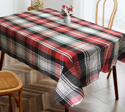 OASIS Checkered 4 Seater Table Cover(Red, Black, Cotton)