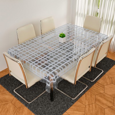 KUBER INDUSTRIES Checkered 6 Seater Table Cover(White, PVC)