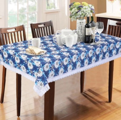 Clothloom Printed, Floral, Geometric 4 Seater Table Cover(Blue, White, PVC)