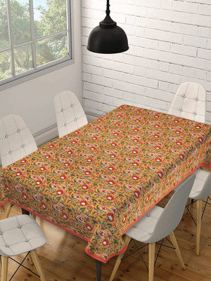 Texstylers Cotton 8 Seater Abstract Table Cover(Orange Maroon)