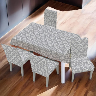 UMAI Abstract 4 Seater Table Cover(Grey, Polyester, Pack of 5)