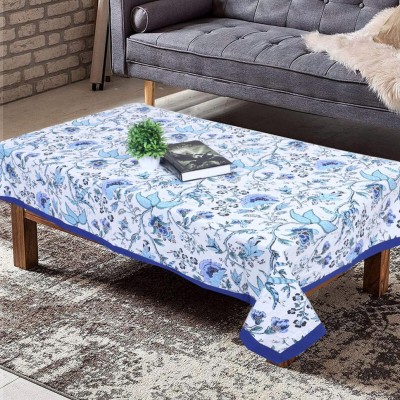 Go Texstylers Floral 4 Seater Table Cover(Blue White, Cotton)