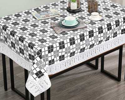 The Furnishing Tree Self Design 8 Seater Table Cover(Black, PVC)