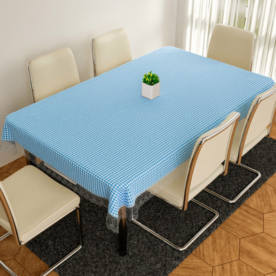 KUBER INDUSTRIES Self Design 6 Seater Table Cover(Sky Blue, PVC)