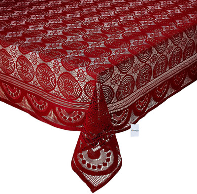 HOMESTIC Self Design 4 Seater Table Cover(Maroon, Cotton)