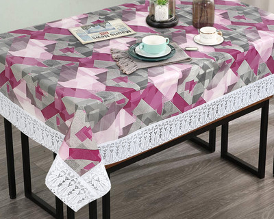 The Furnishing Tree Self Design 6 Seater Table Cover(Maroon, PVC)
