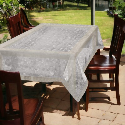 kashtu Embroidered 6 Seater Table Cover(Silver, Polyester)