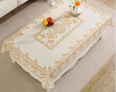 SHRI MAHAVIR IMPEX Abstract 2 Seater Table Cover(Gold, Vinyl)