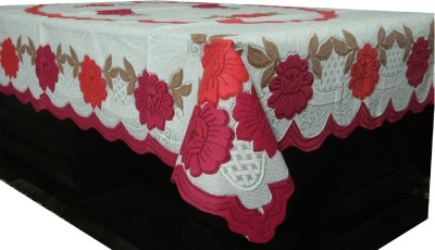 KUBER INDUSTRIES Floral 4 Seater Table Cover(Pink, Cotton)