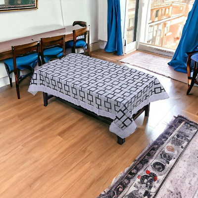 Mopak Decor PVC 6 Seater Floral Table Cover(Grey, Pack of 2)