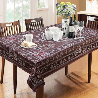 DPA Collection Printed 6 Seater Table Cover(Coffee, PVC)