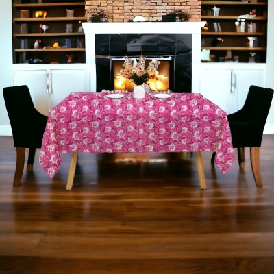 Mopak Decor Printed 4 Seater Table Cover(Pink, Polyester)