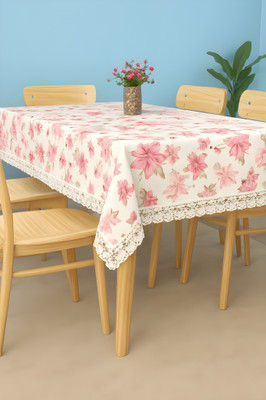 Univara PVC 6 Seater Printed Table Cover(Pink)